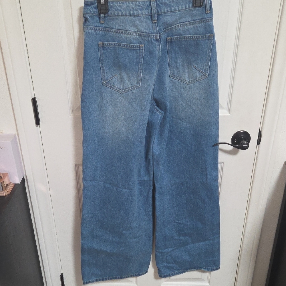 Commense Light Blue Wide Leg Jeans with Red Side Stripes - Picture 5 of 6